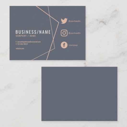 Rustikale soziale Medien Visitenkarte (Vorne/Hinten)