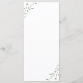 Rustikale Speisekarte für grüne Botanische Hochzei Programm (Rückseite)