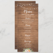 Rustikale Speisekarte mit Blume aus Holzsaitenleuc Menükarte (Vorne/Hinten)