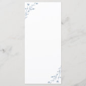 Rustikale Speisekarte mit weißer und blauer Blume Programm (Rückseite)