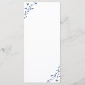 Rustikale Speisekarte mit weißer und blauer Blüte Programm (Rückseite)