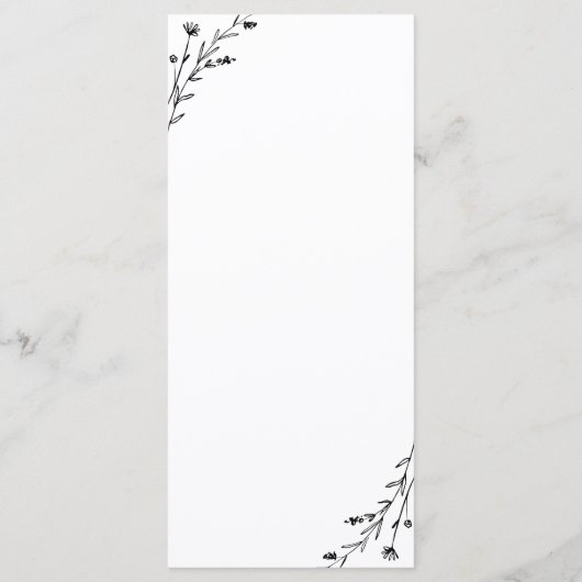 Rustikale Speisekarte mit weißer und schwarzer Bot Programm (Rückseite)