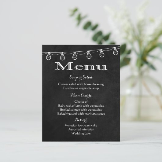 Rustikale Speisekarte Schwarz-Weiß-Tafelleuchten (Stehend Vorderseite)