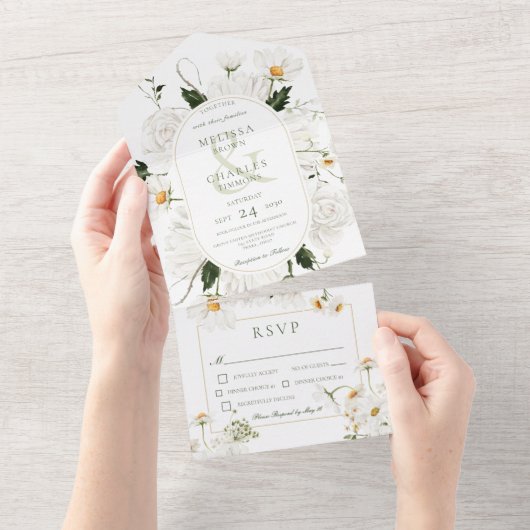 Rustikale Speisen & Blume Abendessen All In One Einladung (Abreißen)