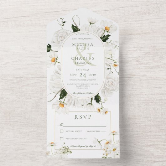 Rustikale Speisen & Blume Kein Abendessen All In One Einladung (Innen Boden)