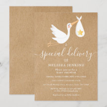 Rustikale Speziallieferung Storch Baby Shower Spri