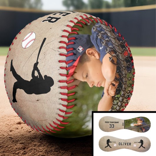 Rustikale Spielersilhouette Name Nummer Foto Baseball