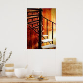 Rustikale Spiraltreppe in der Lodge Hütte Poster (Küche)