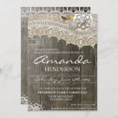 Rustikale Spitze-hölzerne Abschluss-Einladung Einladung (Vorne/Hinten)