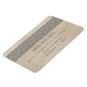 Rustikale Spitze Save-the-Date-Magnet, Grau Magnet (Linke Seite)