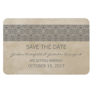 Rustikale Spitze Save-the-Date-Magnet, Grau Magnet