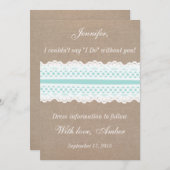 Rustikale Spitze sind Sie meine Brautjungfer Einladung (Vorne/Hinten)