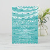 Rustikale Spitze u. blaue hölzerne Einladung (Stehend Vorderseite)