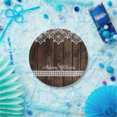 Rustikale Spitze-u. Diamant-Hochzeit Pappteller (Party)