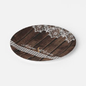 Rustikale Spitze-u. Diamant-Hochzeit Pappteller (Schrägansicht)