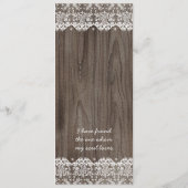 Rustikale Spitze-und Holz-Hochzeits-Menü-Karten Menükarte (Rückseite)