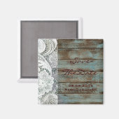 rustikale Spitzen aquamarinen Stallholz Hochzeit s Magnet (Vorderseite/Rückseite)