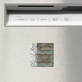 rustikale Spitzen aquamarinen Stallholz Hochzeit s Magnet (In Situ (Geschirrspüler))