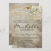 Rustikale Spitzen bedrückte BABY-Dusche laden ein Einladung (Vorne/Hinten)