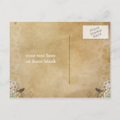 Rustikale Spitzen bedrückte Hochzeitsempfang Rette Ankündigungspostkarte (Rückseite)