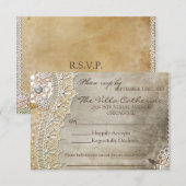 Rustikale Spitzen bedrückte Hochzeitsempfang UAWG RSVP Karte (Vorne/Hinten)