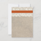 Rustikale Spitzen Burlap Look RSVP Karte Burnt Ora (Rückseite)