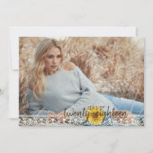 Rustikale Spitzen- & Burlap Sonnenblumen Abschluss Einladung (Vorderseite)