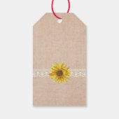 Rustikale Spitzen- & Burlap Sonnenblumen Hochzeits Geschenkanhänger (Rückseite)