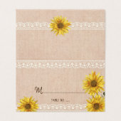 Rustikale Spitzen & Burlap Sonnenblumen Hochzeitst Visitenkarten (Außenseite Aufgefaltet)