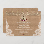 Rustikale Spitzen-Burlap-String-Leuchten Save the Save The Date (Vorne/Hinten)