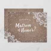 Rustikale Spitzen-Burlap wäre mein Ehrengast Einladung (Vorne/Hinten)