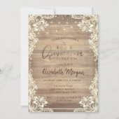 Rustikale Spitzen, Gold Tiara, Lights Diamonds Qui Einladung (Vorderseite)