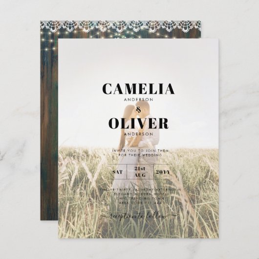 Rustikale Spitzen Gypsophila Lights Mason Jar Wedd (Vorne/Hinten)