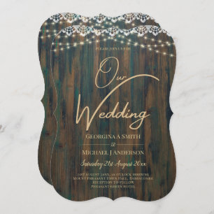 Rustikale Spitzen Gypsophila Lights Mason Jar Wedd Einladung