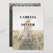 Rustikale Spitzen Gypsophila Lights Mason Jar Wedd Einladung (Vorne/Hinten)