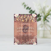 Rustikale Spitzen-Holzreihenleuchten Save the Date Ankündigungspostkarte (Stehend Vorderseite)