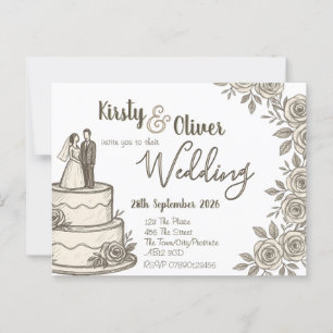 Rustikale Spitzen-Kalligrafie Postkarte