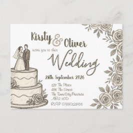 Rustikale Spitzen-Kalligrafie Postkarte