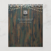 Rustikale Spitzen Lichter Holz aussehen Hochzeit Flyer (Hinten)