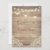 Rustikale Spitzen, Lichter, Tiara, Diamanten Quinc Einladung (Vorderseite)