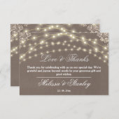 Rustikale Spitzen-Lichtkalligrafie Liebe & Dank Dankeskarte (Vorne/Hinten)