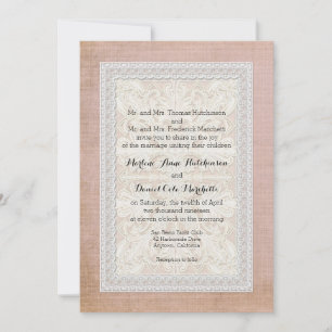 Rustikale Spitzen mit Vintagem Leinen Landschaftse Einladung