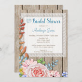 Rustikale Spitzen Rosa Bridal Dusche Einladung (Vorne/Hinten)