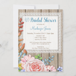 Rustikale Spitzen Rosa Bridal Dusche Einladung