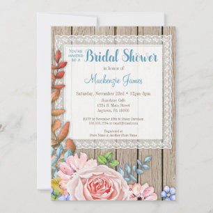Rustikale Spitzen Rosa Bridal Dusche Einladung