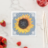 Rustikale Spitzen Sonnenblume Dusty Blue Wedding Serviette (Beispiel)