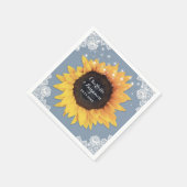Rustikale Spitzen Sonnenblume Dusty Blue Wedding Serviette (Ecke)