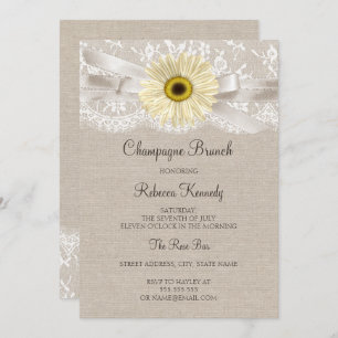 Rustikale Spitzen Sonnenblumen Brautparty Brunch l Einladung
