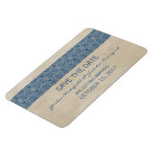Rustikale Spitzen speichern das Date Magnet, blau Magnet (Linke Seite)