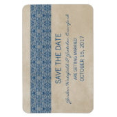 Rustikale Spitzen speichern das Date Magnet, blau Magnet (Vertikal)